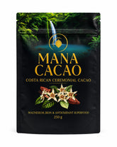 Mana Cacao empaque frontal mostrando origen costarricense y pureza
