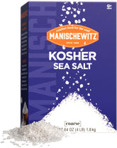 Manischewitz caja frontal de 4 lb mostrando envase y marca, solución a granel