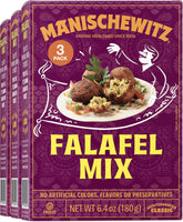 Manischewitz paquete frontal mostrando sello y ventaja de preparación rápida