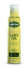 Mantova spray ghee frente del envase mostrando la etiqueta y tamaño