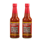 Marie Sharp’s botella frontal mostrando la marca y advertencia de calor