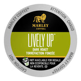 Marley Coffee caja frontal mostrando 96 cápsulas y diseño claro