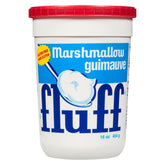 Marshmallow Fluff frente del frasco mostrando etiqueta y tamaño, práctico y reconocible
