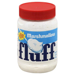 Marshmallow Fluff frasco frontal mostrando etiqueta y facilidad de untar