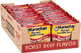 Maruchan paquete frontal roast beef con información visible y conveniencia