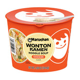 Maruchan Wonton Ramen bowl frontal mostrando el envase y beneficio conveniencia