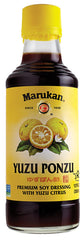 Marukan Ponzu Yuzu frontal mostrando botella y etiqueta, sabor cítrico