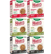 Mary's Gone Crackers vista frontal mostrando el pack 6PK y conveniencia