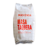Masienda empaque frontal de masa taquera mostrando tamaño y marca, ideal para tortillas auténticas