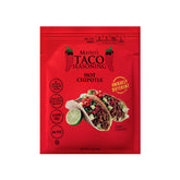 Mateo's paquete frontal Hot Chipotle mostrando diseño y beneficios de sabor