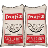 Matiz paquete frontal 2x2.2 lb mostrando diseño y cantidad para paella