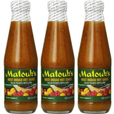 Matouk's vista frontal del frasco con etiqueta clara y origen caribeño