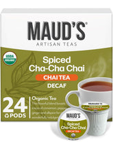 MAUD'S caja frontal 24 cápsulas de chai orgánico mostrando empaque y beneficio práctico