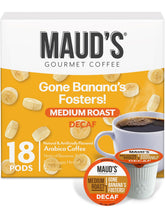 Maud’s caja frontal de cápsulas Banana Foster mostrando cantidad y diseño