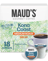 MAUD'S caja frontal de cápsulas Kona 18 ct con diseño y cantidad clara