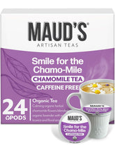 Maud's vista frontal de caja y cápsulas mostrando presentación y conveniencia