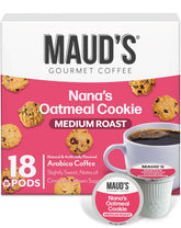 Maud's empaque frontal con cápsulas, muestra diseño y conteo de 18 unidades