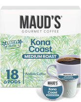 MAUD'S caja frontal de cápsulas Kona mostrando diseño y cantidad