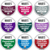 Maud's vista frontal del pack de 48 cápsulas que muestra los nueve sabores y conveniencia
