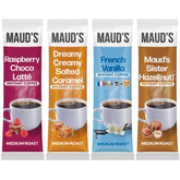 Maud's pack frontal mostrando los 24 sobres y variedad de sabores, práctico y atractivo