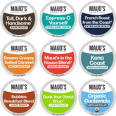 Maud's paquete frontal mostrando 80 cápsulas y nueve sabores, ideal para descubrir variedad