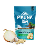 Mauna Loa frente del empaque mostrando la bolsa y el sabor garlic onion