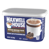 Maxwell House vista frontal del envase con etiqueta clara y beneficios