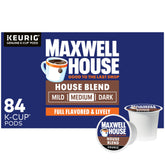 Maxwell House caja frontal que muestra 84 cápsulas y conveniencia