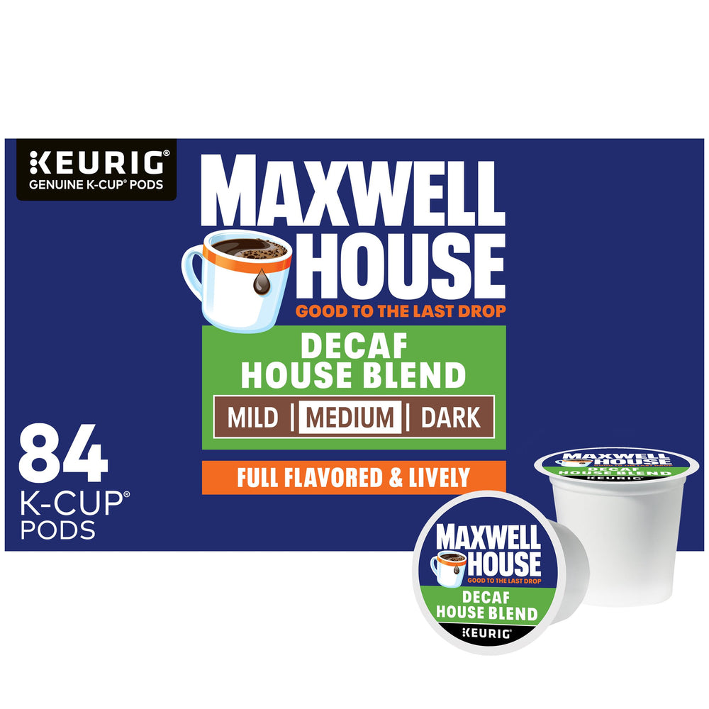 MAXWELL HOUSE caja frontal con 84 cápsulas, ofrece conveniencia y stock prolongado