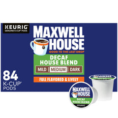 MAXWELL HOUSE caja frontal con 84 cápsulas, ofrece conveniencia y stock prolongado
