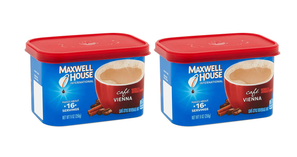 MAXWELL HOUSE frasco frontal mostrando etiqueta y conveniencia para preparar café cremoso
