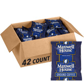 MAXWELL HOUSE empaque frontal que muestra 42 sobres y beneficio de porciones precisas