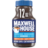 MAXWELL HOUSE frasco frontal mostrando etiqueta y beneficio de sabor consistente