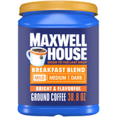 MAXWELL HOUSE lata frontal mostrando capacidad y marca para panificar compras