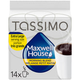 MAXWELL HOUSE caja frontal con 14 T-Discs mostrando la marca y ventaja de conveniencia