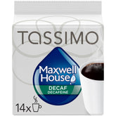 MAXWELL HOUSE paquete frontal de 14 T-discs mostrando diseño y conveniencia