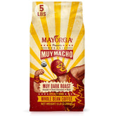 Mayorga Muy Macho empaque frontal mostrando 5 lb y beneficio de tueste audaz