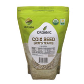 McCabe envase frontal de Coix Seed orgánico mostrando etiqueta y tamaño