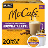 McCafé caja frontal horchata latte mostrando diseño y beneficio práctico
