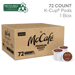 McCafé cápsula K-Cup en primer plano demostrando compatibilidad Keurig