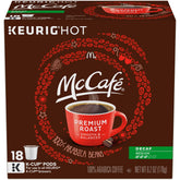 McCafe frente del empaque mostrando caja de 18 cápsulas y conveniencia