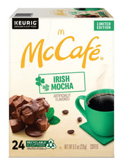 McCafe cápsula K-Cup en primer plano destacando el sello hermético y frescura
