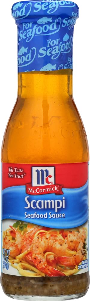McCormick frasco frontal Scampi mostrando etiqueta y conveniencia