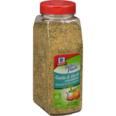 McCormick envase frontal mostrando la marca y tamaño 19 oz, versátil para cocina