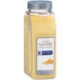 McCormick mostaza en polvo frente del envase, fácil identificación y uso rápido