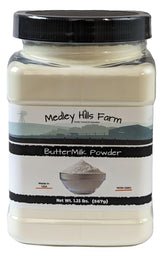 Medley Hills Farm envase frontal del buttermilk en polvo, práctico para almacenar