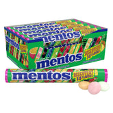 Mentos paquete frontal mostrando 15 rollos y variedad para compartir