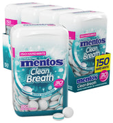 Mentos bote frontal mostrando etiqueta y beneficio de aliento fresco
