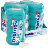 Mentos frasco frontal wintergreen mostrando la etiqueta y beneficio de frescor