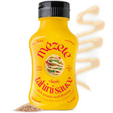 Mezete salsa tahini vista frontal, envase exprimible práctico y natural